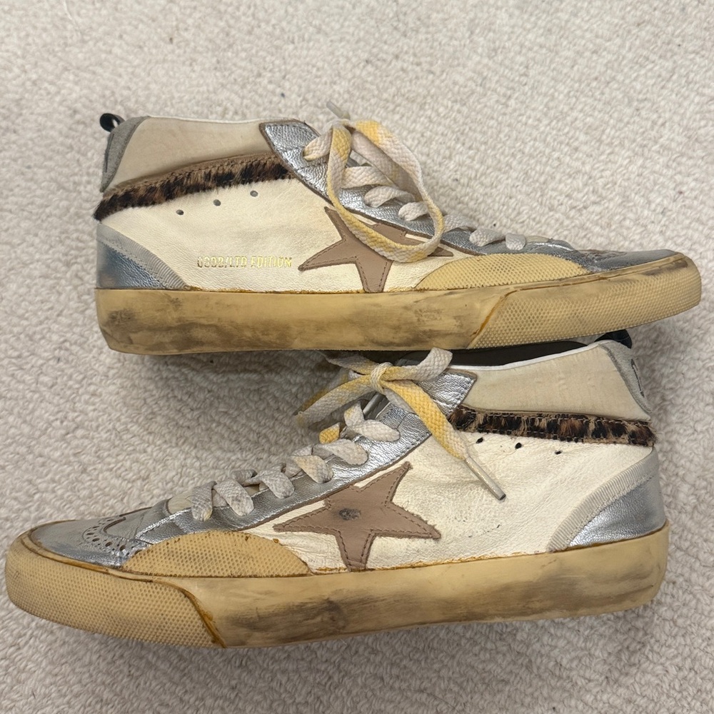 Golden Goose Cream and Silver Star Sneakers (purchased in Italy)